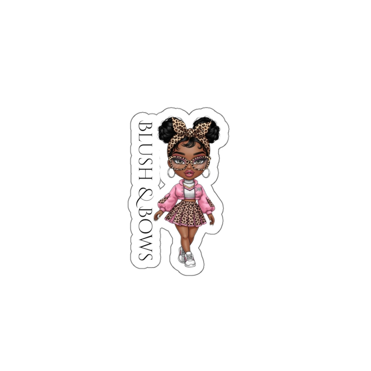 Chic Character Die-Cut Stickers - Fun, Cute, Blush & Bows Design for Laptops, Journals, Phone Cases, Gifts, and Parties