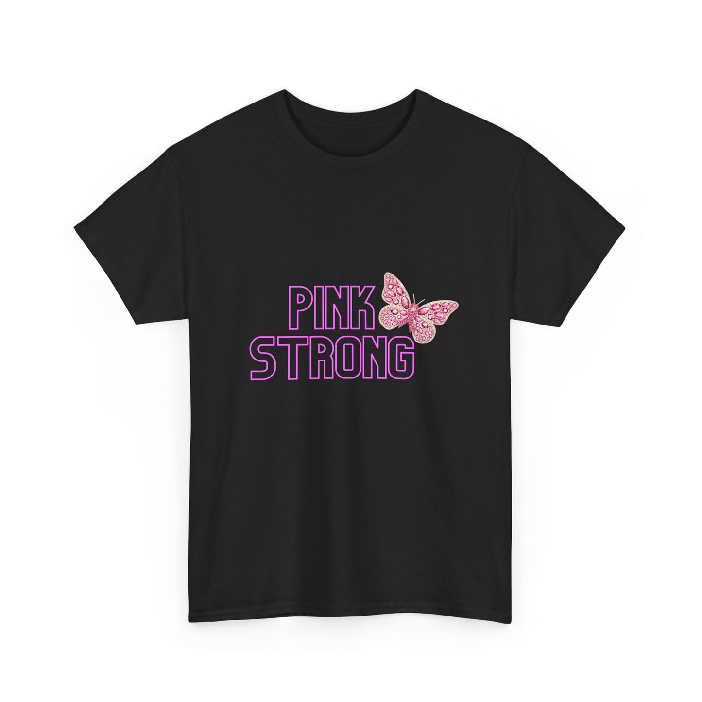 Pink Strong Butterfly Tee, Unisex Cotton Shirt, Empowerment Gift, Casual Wear, Spring Fashion, Butterfly Lovers