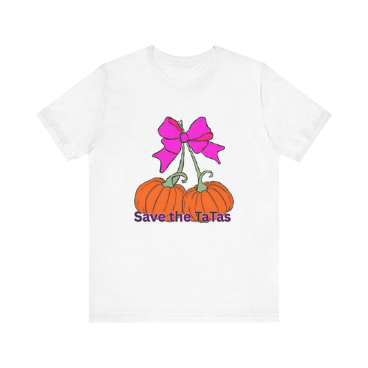 Save the TaTas Pumpkin Tee, Breast Cancer Awareness Shirt, Fall Festival Clothing, Gift for Her, Unisex Tee