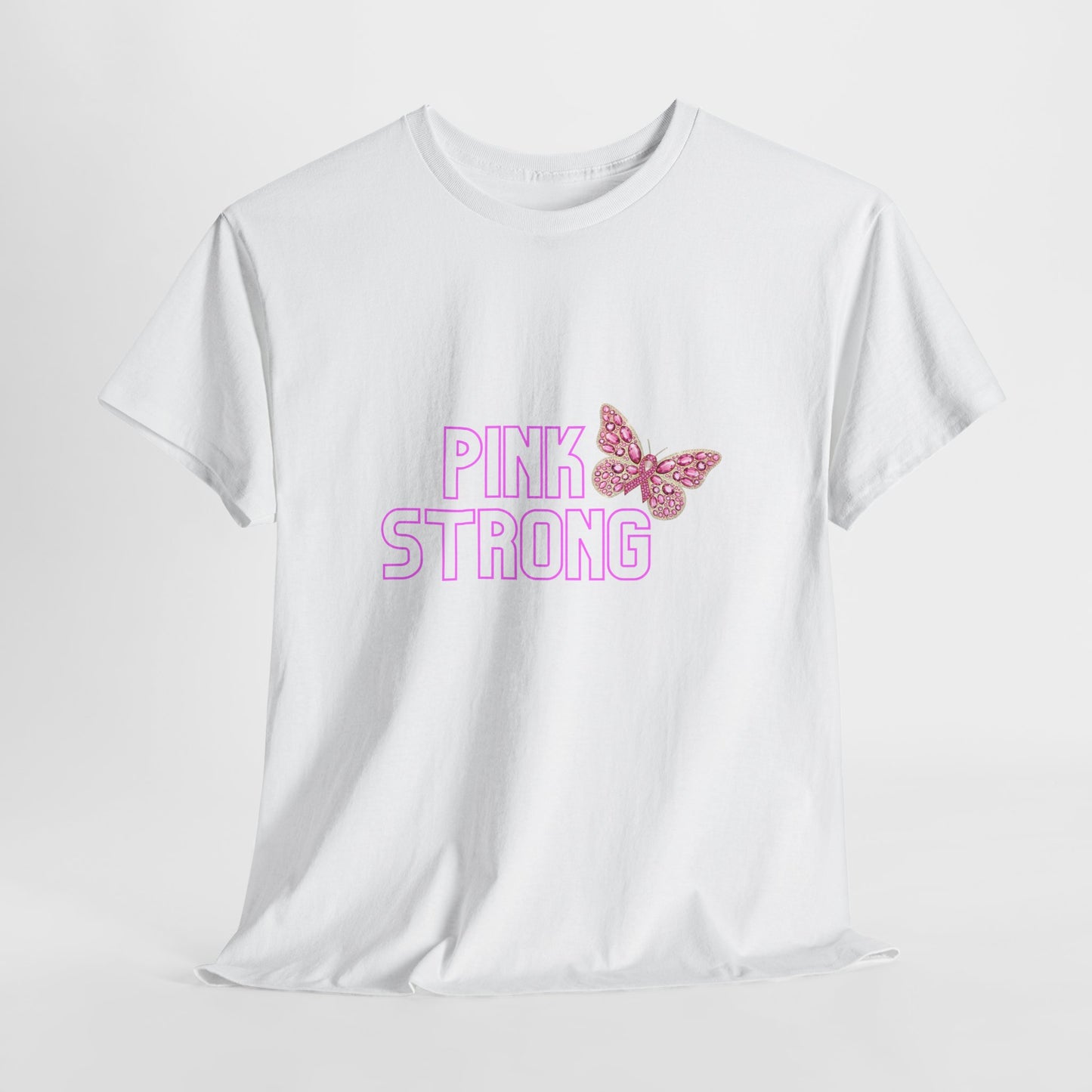 Pink Strong Butterfly Tee, Cotton Shirt, Empowerment Gift, Casual Wear, Spring Fashion, Butterfly Lovers