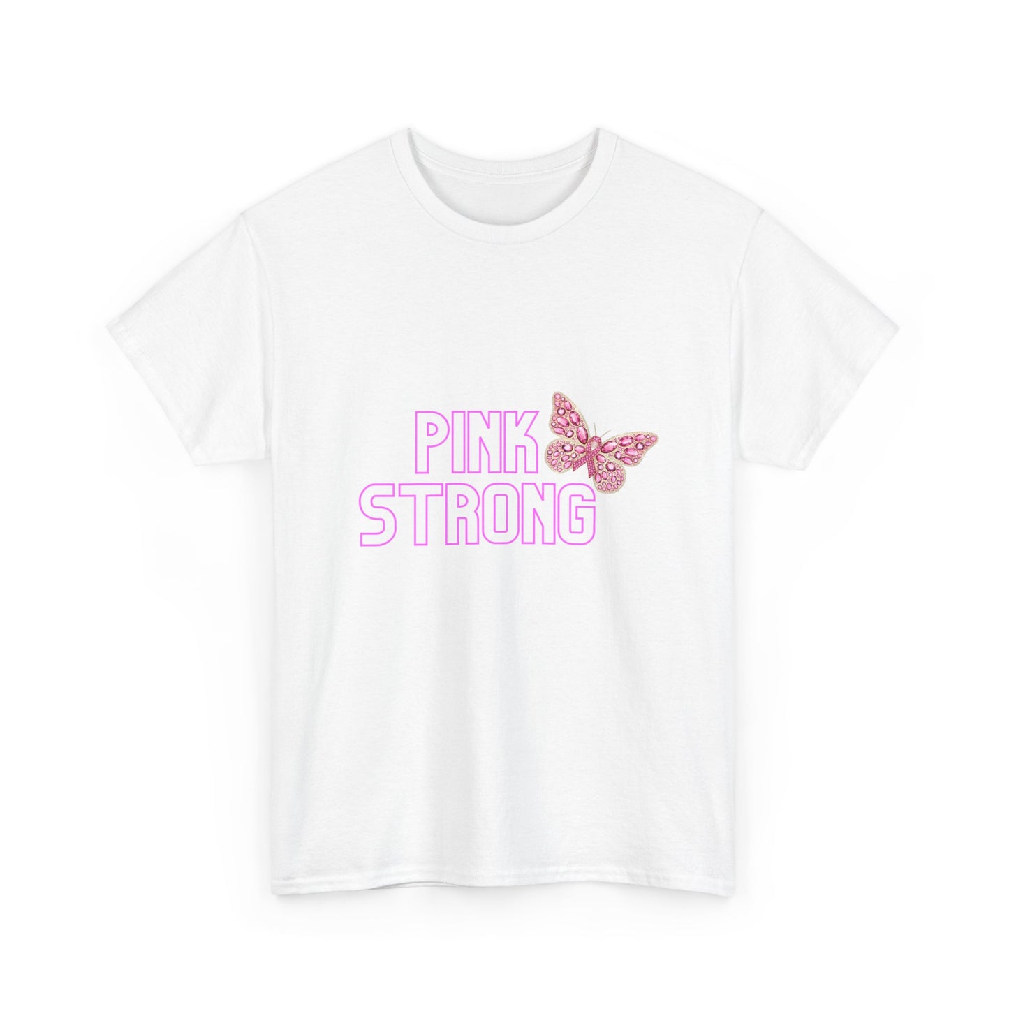 Pink Strong Butterfly Tee, Unisex Cotton Shirt, Empowerment Gift, Casual Wear, Spring Fashion, Butterfly Lovers