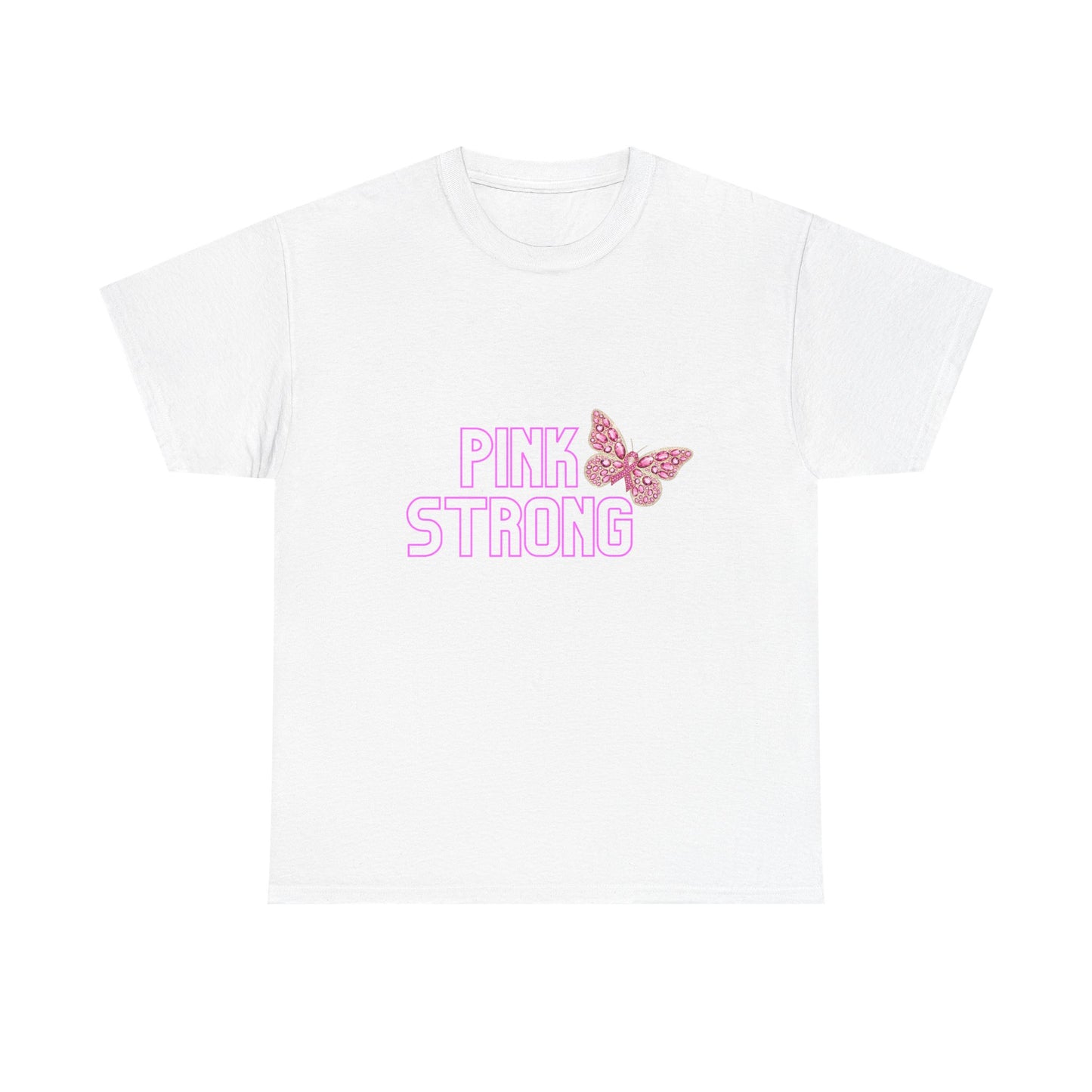 Pink Strong Butterfly Tee, Unisex Cotton Shirt, Empowerment Gift, Casual Wear, Spring Fashion, Butterfly Lovers