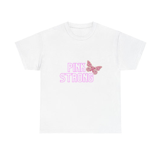 Pink Strong Butterfly Tee, Unisex Cotton Shirt, Empowerment Gift, Casual Wear, Spring Fashion, Butterfly Lovers