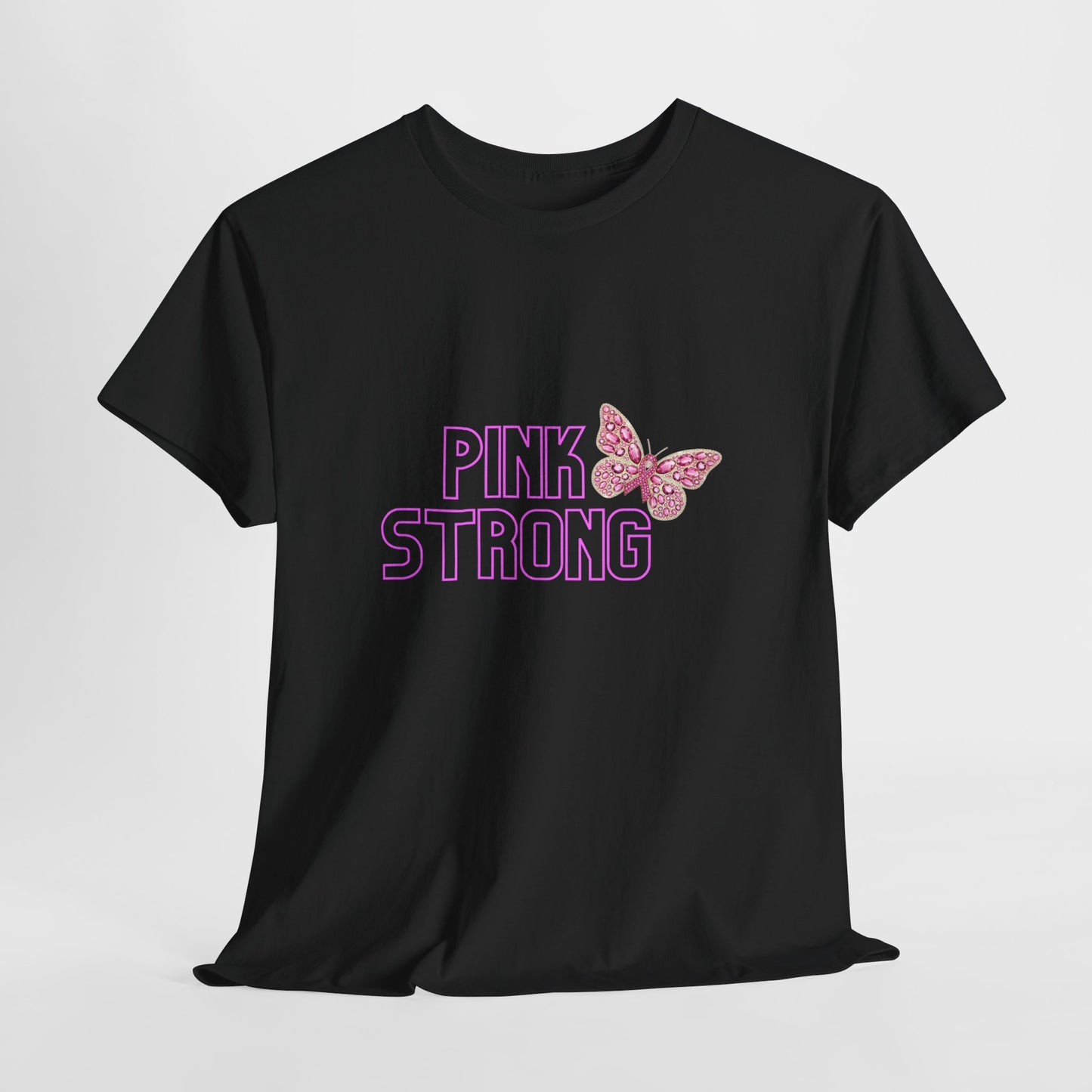 Pink Strong Butterfly Tee, Cotton Shirt, Empowerment Gift, Casual Wear, Spring Fashion, Butterfly Lovers